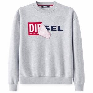 Diesel Samy Felpa Logo Crewneck Sweatshirt Heather Gray Size Small